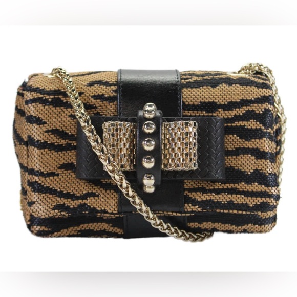 Christian Louboutin Handbags - Christian Louboutin Womens One Strap Tiger Panama Sweety Charity Handbag Brown